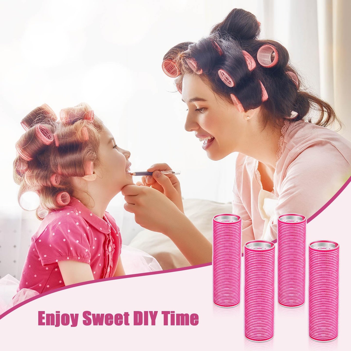 WILLBOND 4 Pcs Long Hair Rollers for Bangs Aluminum Core Curlers Thermal Self Grip Roller for Long and Medium Hair Women Hairsty