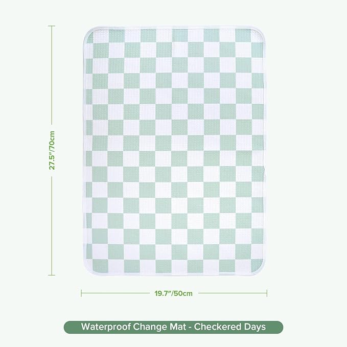 haakaa Waterproof Changing Pad Liners, 100% Cotton, Soft & Breathable (1pc, 19.5" x 27.5" Checkered Days)