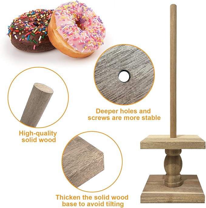 2 Pcs Donut Stand Wooden Square Doughnut Stand Bagel Stand Donut Display Tower for Dessert Table Doughnut Holders for Party Donut Display Stand for Birthday Banquet (Dark Color)