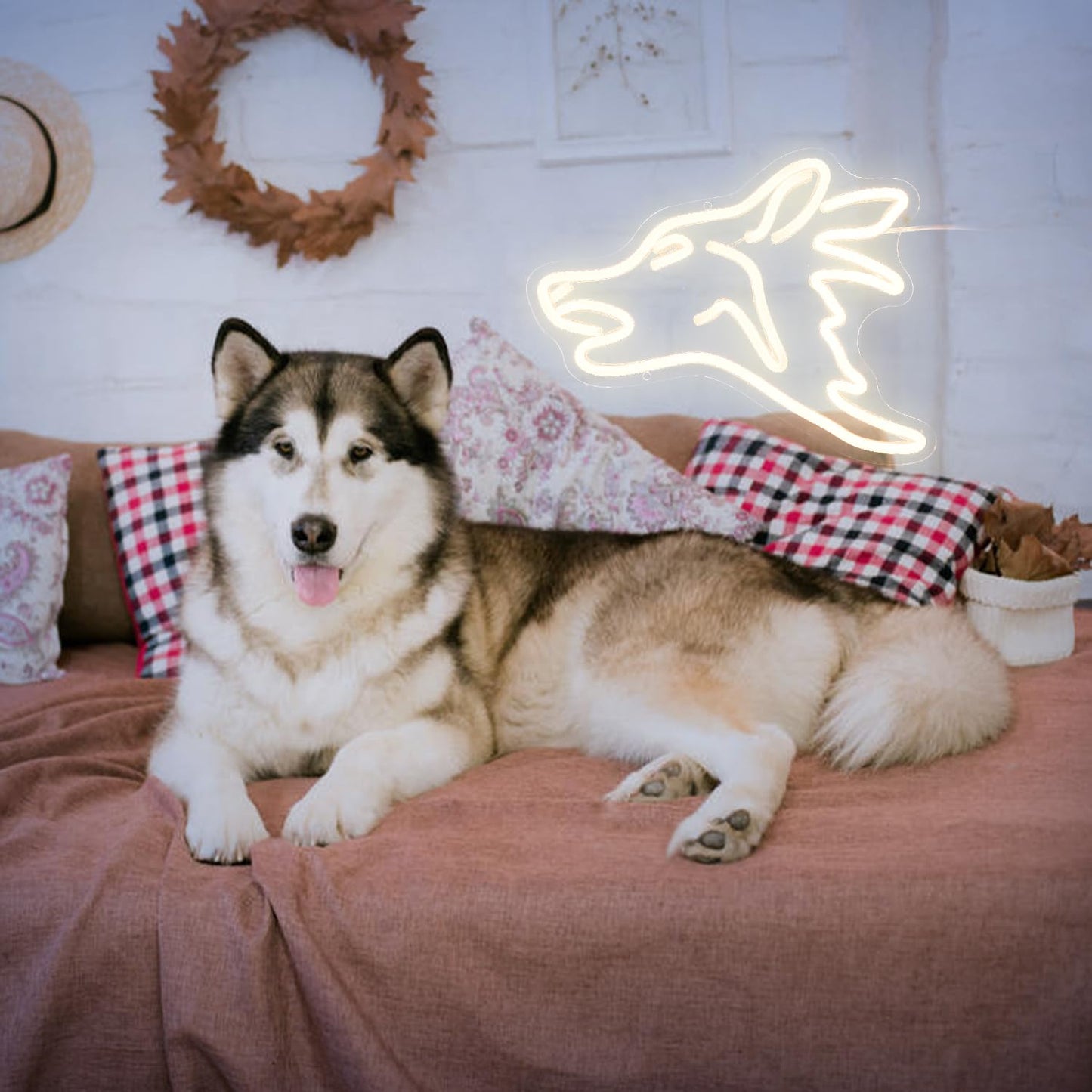 Wolf Neon Sign Warm White Led Cute Wolf Neon Lights For Wall Decor Dimmable Usb Bedroom Sign Lights For Kids Room Home Decor Birthday Party Gifts