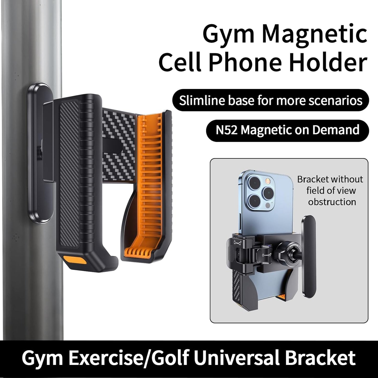 DIGI4U Magnetic Phone Holder for Golf Cart, Narrow Base N52 Magnet, Golf Accessories Compatible with EZGO/Club Car/Yamaha, 360° Rotatable Golf Cart Phone Mount for iPhone Samsung