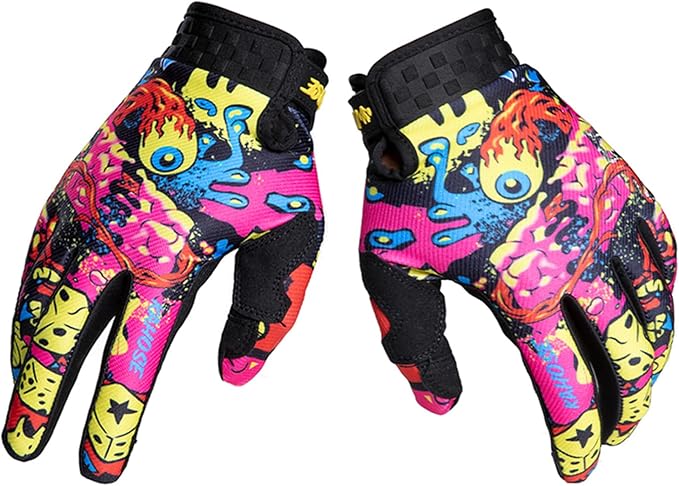 EXCEREY Ghost Eye‌ Cycling MTB Full-Finger Gloves-Touchscreen Compatible Lightweight & Breathable Anti Slip Shock-Absorbin...