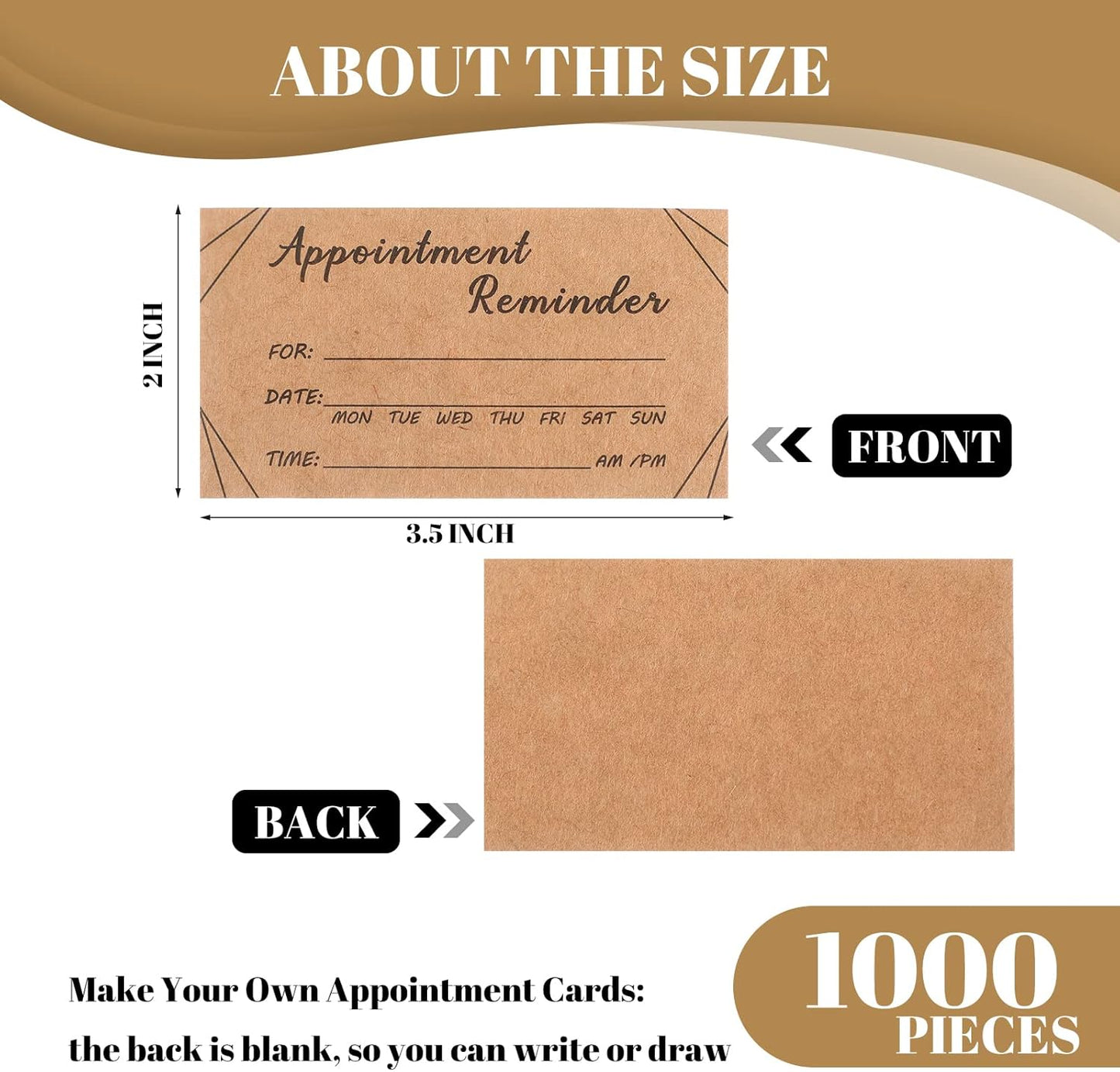 Seajan 1000 Pcs Appointment Cards Bulk Appointment Reminder Cards for Client Business, Hair Salon, Dental Office, Massage Therapist, Grooming, Hairdresser, Medical Doctors and More (Brown)