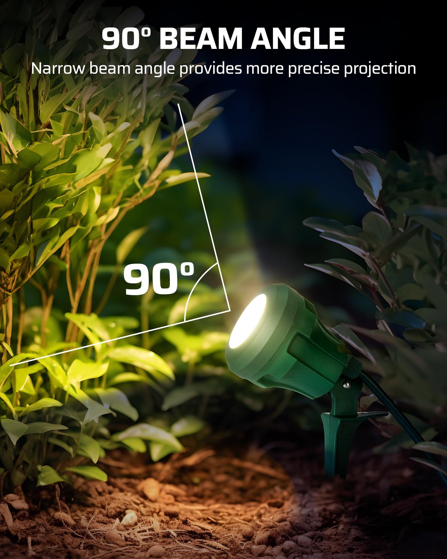 DEWENWILS 120V LED Spotlight, 400LM Waterproof, 5FT Extension Cord, Green, Includes 3 Extra Lenses (Red, Yellow, Green)