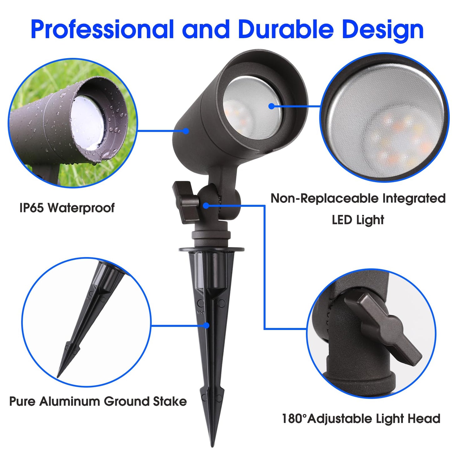E ENERGETIC LIGHTING 3CCT LED Landscape Lights, 12V, 3000K/4000K/5000K, 3W, Waterproof, Aluminum,