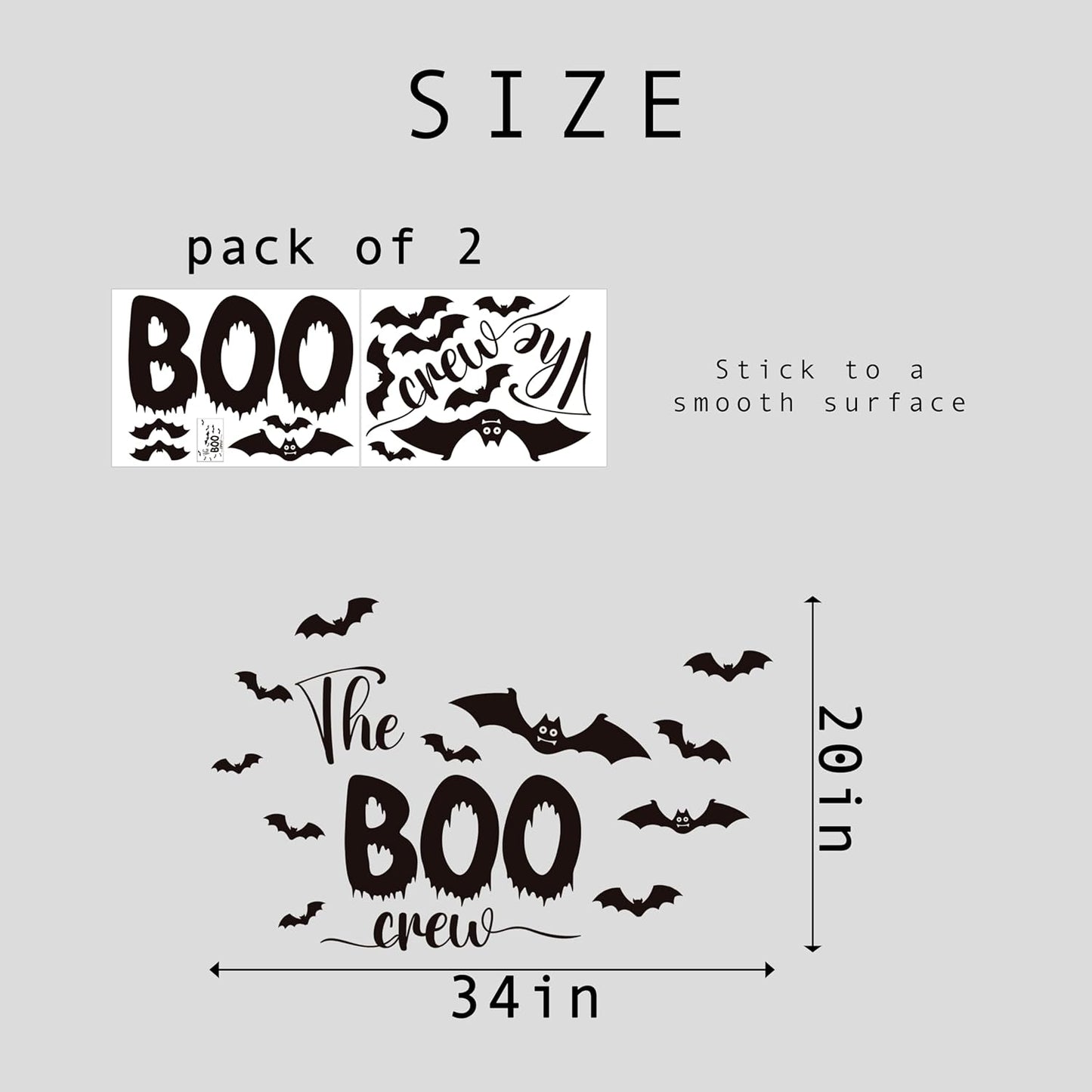 The Boo Crew Halloween Decal - Halloween Theme Party Decoration Supplies Stickers, Bat Wall Stickers, Bat Sign Balloon Arch, Party Backdrop, Room, Living Room Decoration Wall Decal
