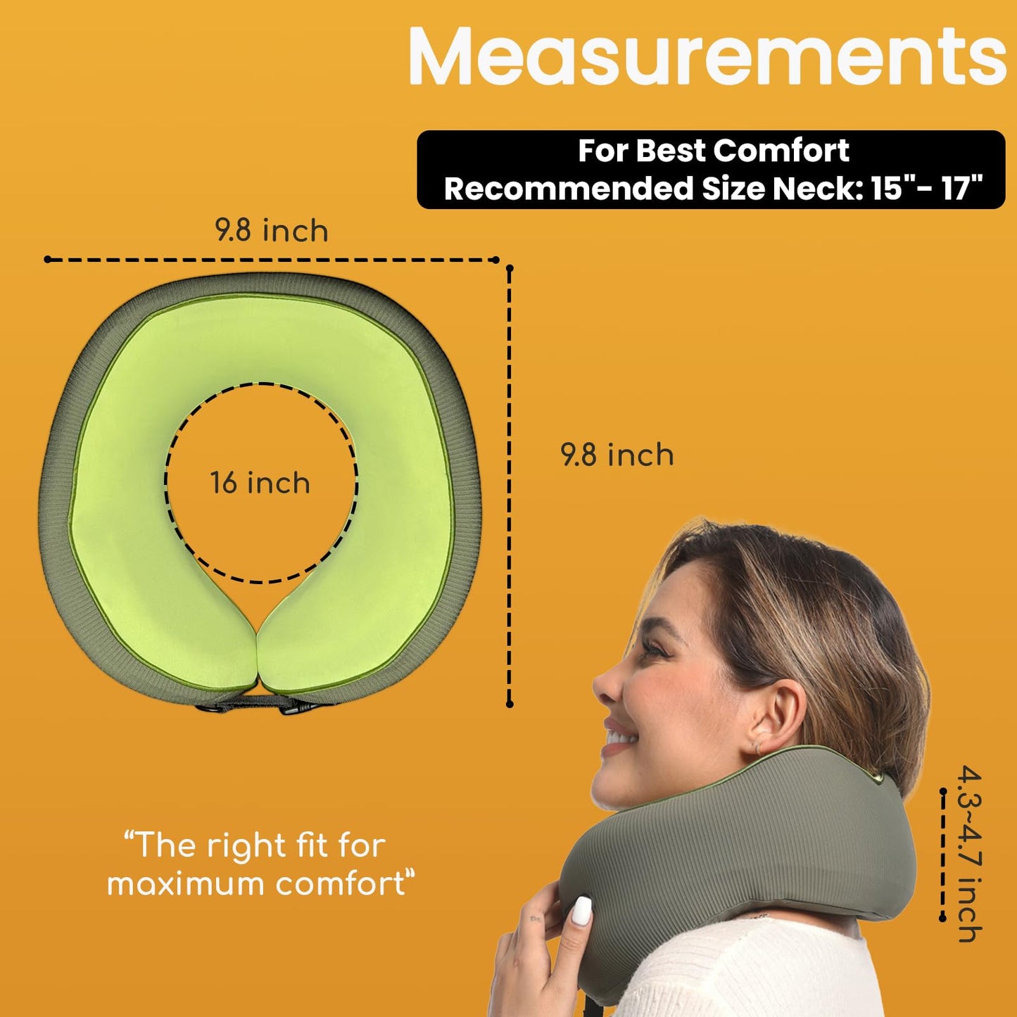Cesperi® Travel Neck Pillow for Airplanes, Ergonomic Design, Airplane Neck Pillow with Memory Foam, Travel Essentials for Flights, Car Rides, and Home Rest, M Size, 140-210LB (Avocado Green)
