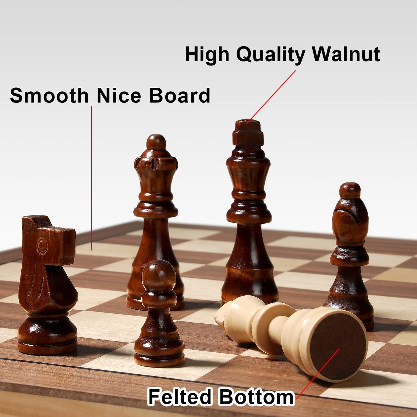 17 Inch Large Chess Set for Adults & Kids, Foldable Wooden Chess Board for Kids, Portable Magnetic Chessboard Game for Adults
