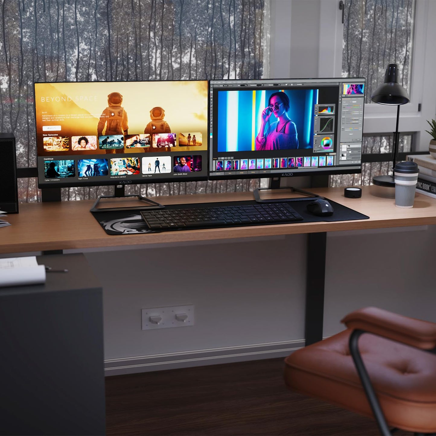 Kado Dual Monitor Setup - 2-Pack 27" 4K UHD Computer Monitor 3840x2160 70Hz VESA Mount HDMI DisplayPort Office Gaming Hybrid Built-in Speakers (U27X Dual Series)