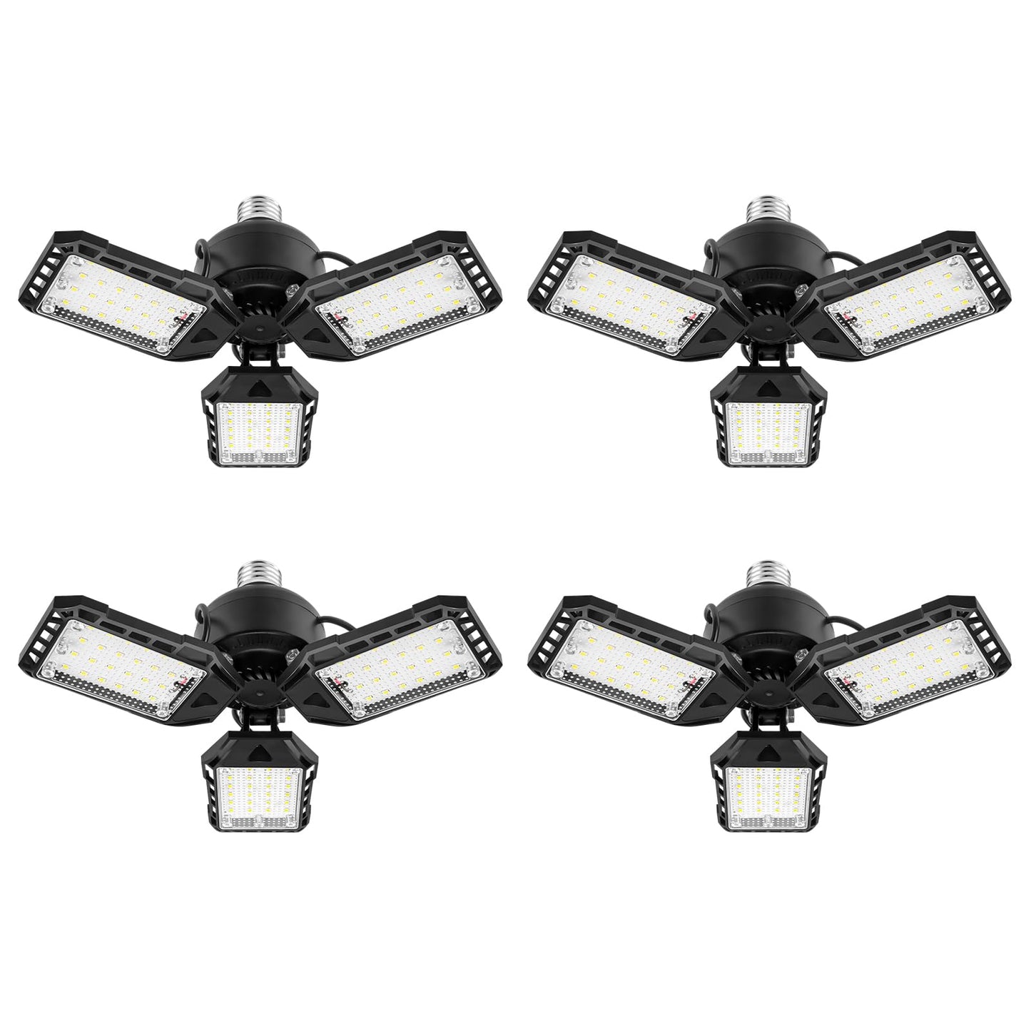 Aoretic LED Garage Lights 80W 8000LM 6500K 4 Pack with 3 Deformable Panels E26/E27