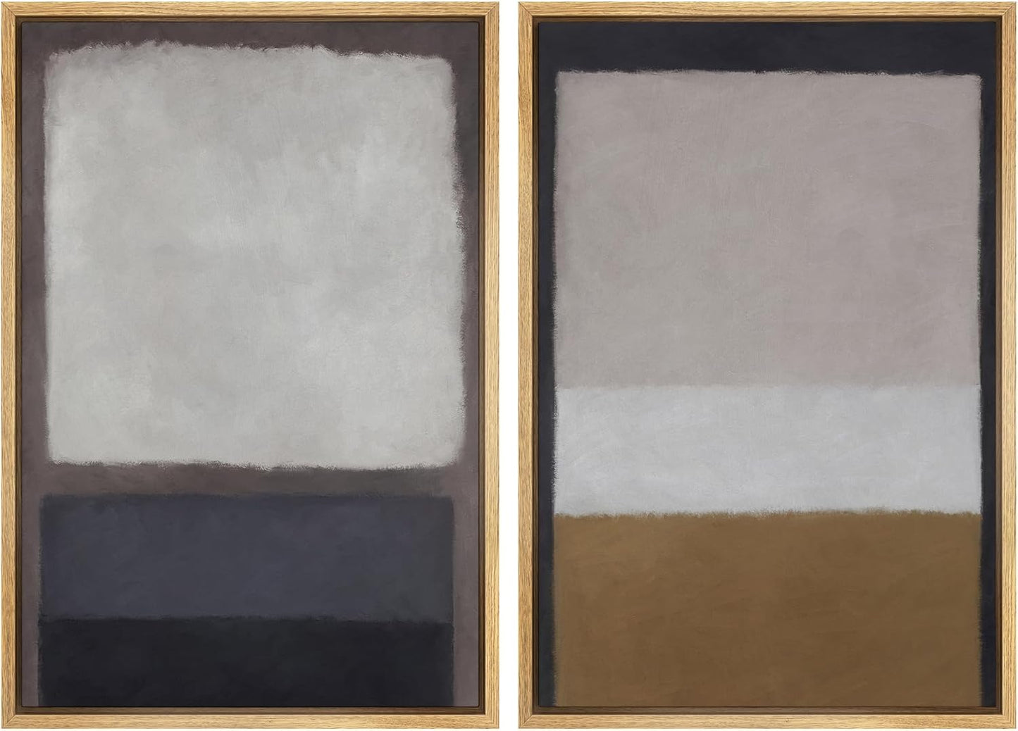 SIGNWIN Framed Canvas Print Wall Art Set Gray Brown Pastel Geometric Color Blocks Abstract Shapes Illustrations Art Contemporary Decorative for Living Room, Bedroom, Office - 24"x36"x2 Natural