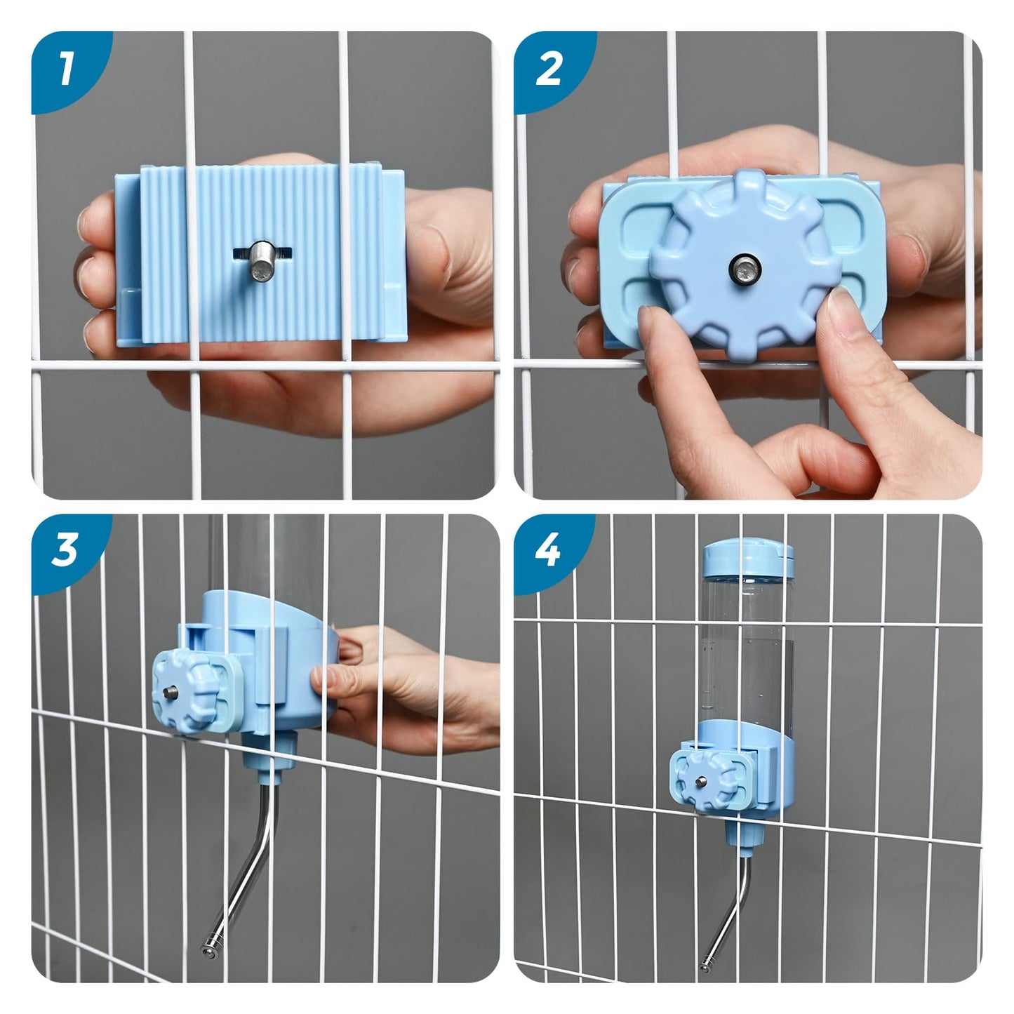 Vannon Top Fill Small Animal Water Dispenser for Cage, 23oz Auto Feeding Crate Water Bottle for Rabbit, Chinchilla, Ferret, Guinea Pig, Squirrel, Hedgehog, Pet Nozzle Diameter: 10mm, BPA Free, Blue