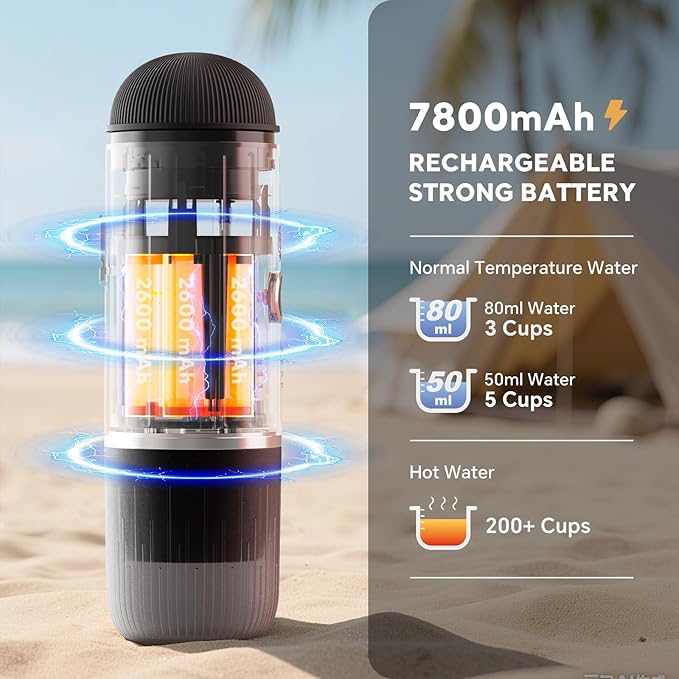 Portable Electric Espresso Machine, Travel Coffee Maker for Camping, Car Self-Heating Coffee Machine with USB-C, Compatible With NS Capsules & Ground Coffee, Portable Coffee Maker for Hiking,RV,Office