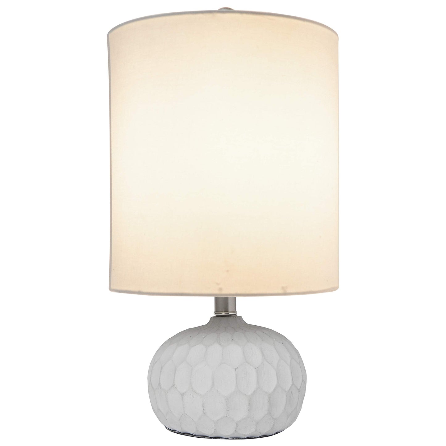 Elegant Designs LT3321-WHT Table Lamp, White Fabric Drum Shade, Cement Base