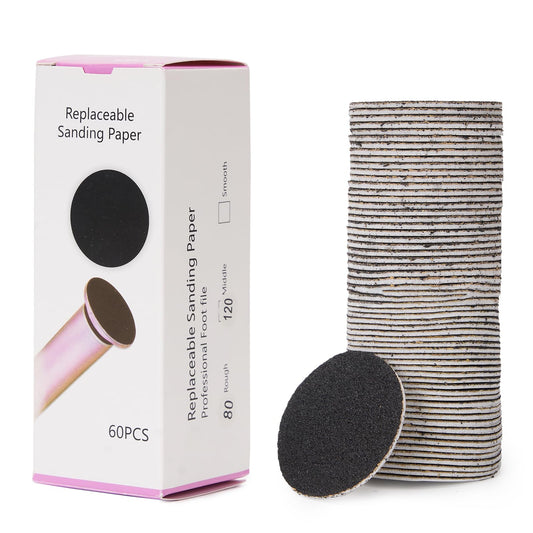 60pcs Replaceable Sandpaper Refill Discs for Electric Foot Callus Remover Hard Dry Dead Skin Remova(120 Grit 30pcs and 80 Grit 3