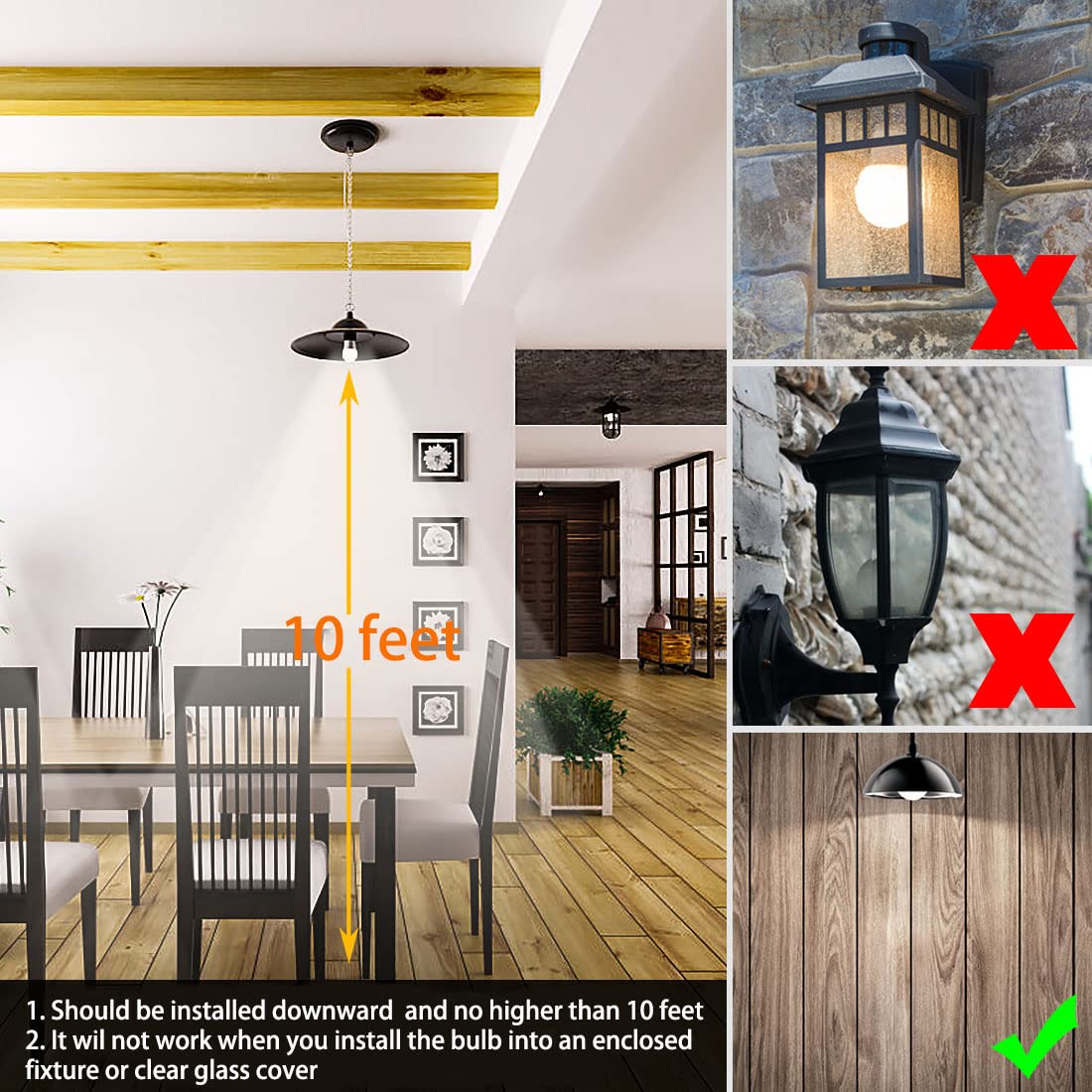 LUXON Motion Sensor Light Bulb, 5W LED, Dusk to Dawn, E26 Base, Warm White 2700K, Auto On/Off, 2 Pack