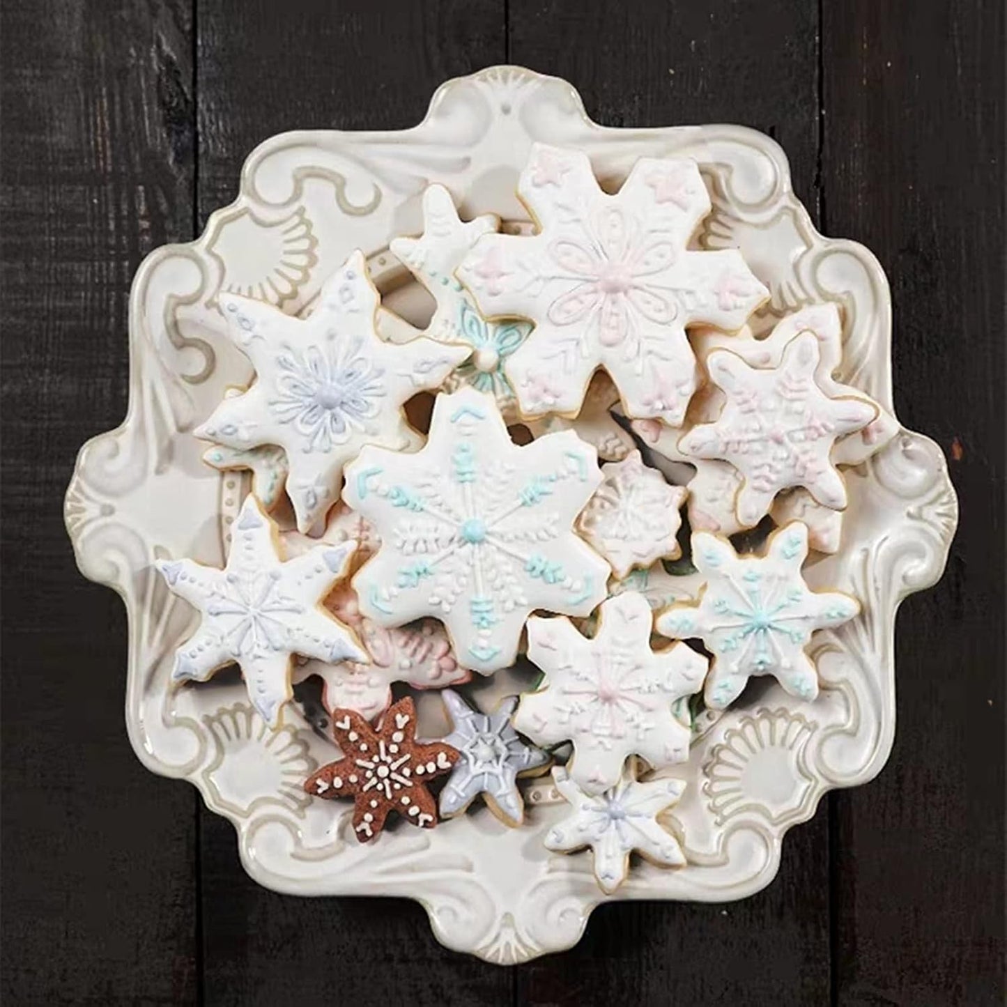 Snowflake Cookie Cutters Set of 10 pcs, Stainless Steel Snowflake Shaped Christmas Holiday Baking Molds for Fondant & DIY Crafts‌