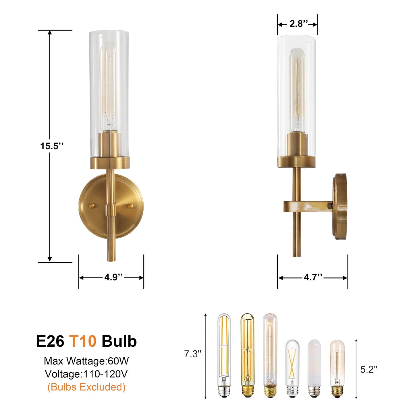 Wall Sconces Set Of Two Brass Gold Bathroom Sconces Wall Lighting With Clear Glass  Modern Sconces Wall Decor Set Of 2 Wall Light Fixtures For Bathroom Mirror Living Room Hallway Bedroom Wall Lamp