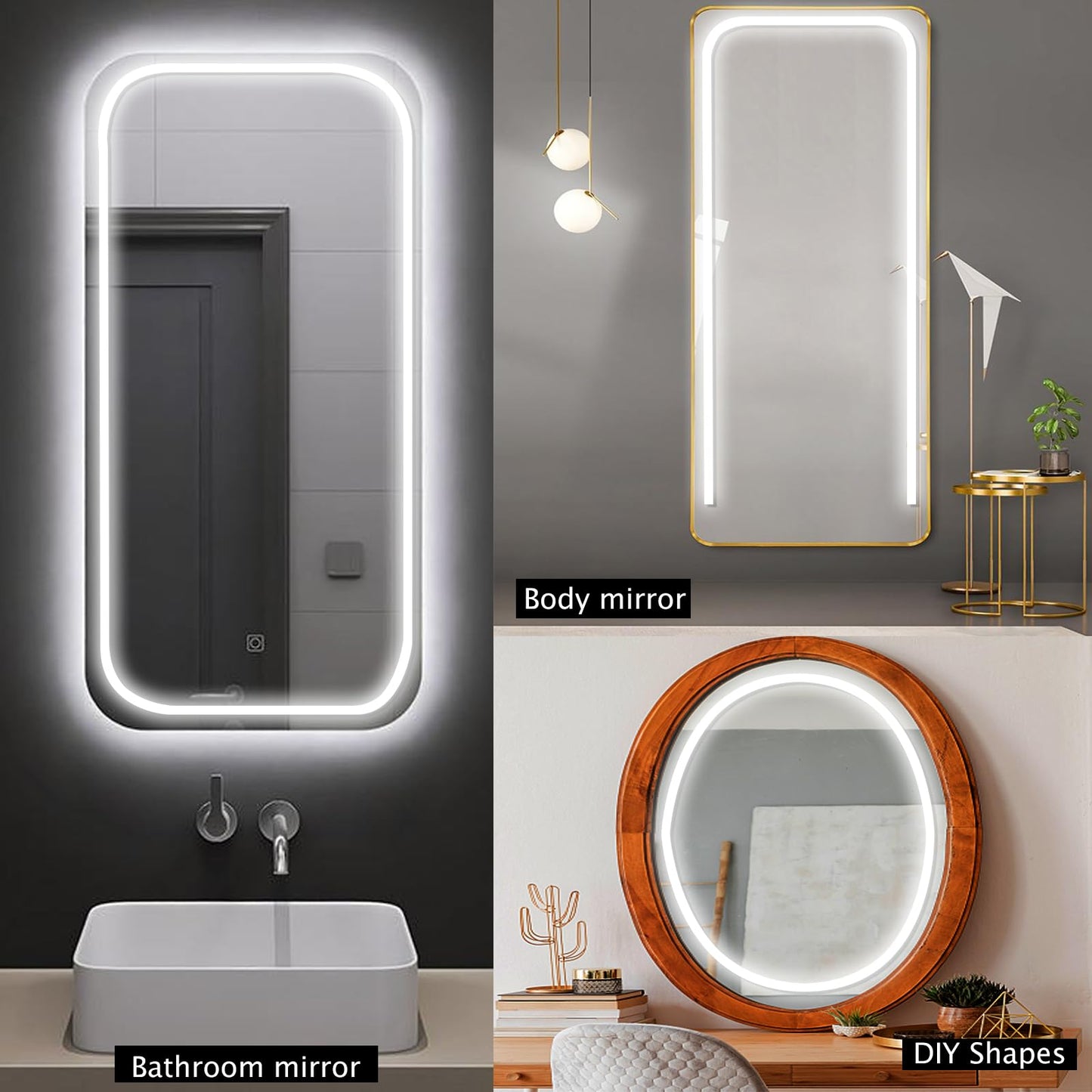 Blikshin Led Vanity Mirror Lights  Hollywood Style Makeup Lighting  6.6Ft/6000K/Dimmable/12V Adapter/Self-Adhesive Strip Lights For Mirror  Lighting For Makeup Table & Bathroom