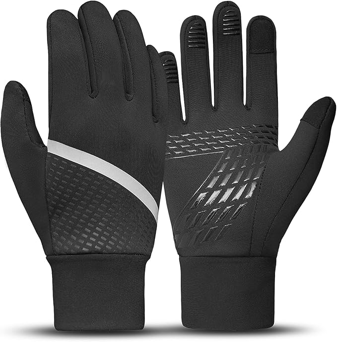 Rioomui Warm Kids Winter Gloves - Anti-Slip Gloves for Cold Weather with Touchscreen & Reflective Stripes - for Outdoor Hi...