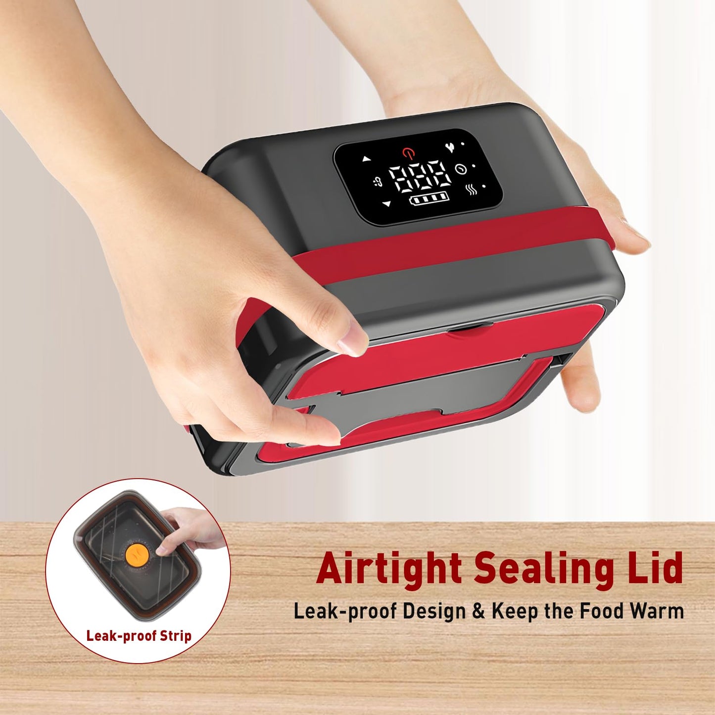 JingHua Cordless Electric Heated Lunch Box for Men Women, 1L Rechargeable Lunch Box Self-Heating Food Warmer with Keep Warm Function Ideal for Indoor Outdoor Work Office Camping Travel