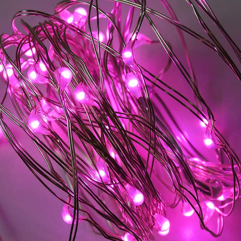 JosMega Solar Powered Fairy String Lights, 66ft, 200 LEDs, Waterproof, 8 Modes, Pink, Model 746593908773