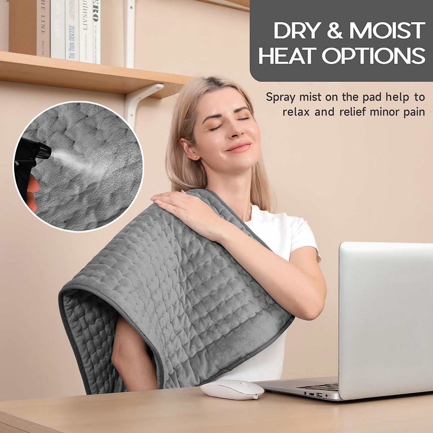 Heating Pad for Period Cramps, Heating Pad for Back/Neck/Shoulder Muscle Pain, 6 Heating & 4 Timer Setting, Birthday Christmas Gifts for Women Mom