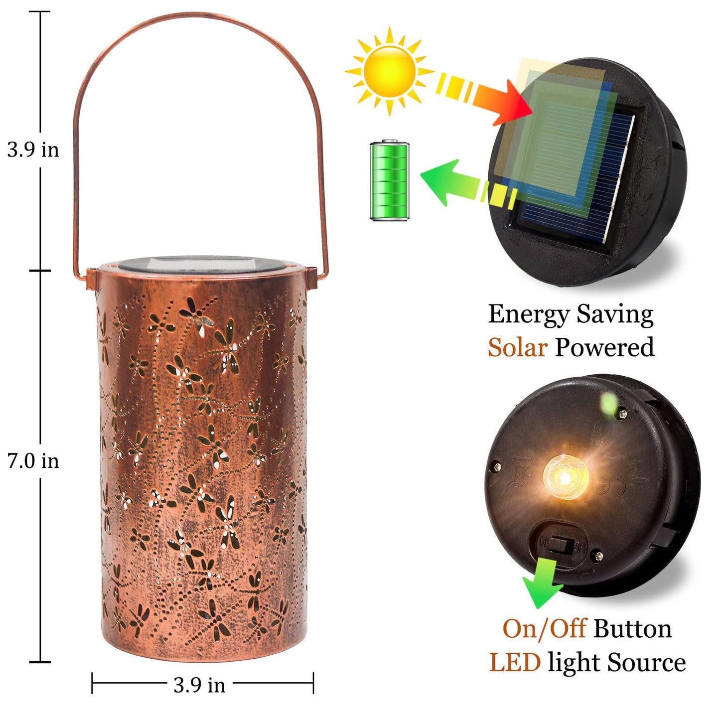 Azeeboi 2 Pack Solar Lanterns Outdoor Waterproof Dragonfly Lantern Garden Decor Birthday Gifts For Women Mom Grandma Hanging Solar Lights Metal Decoration For Yard  Patio  Backyard  Porch