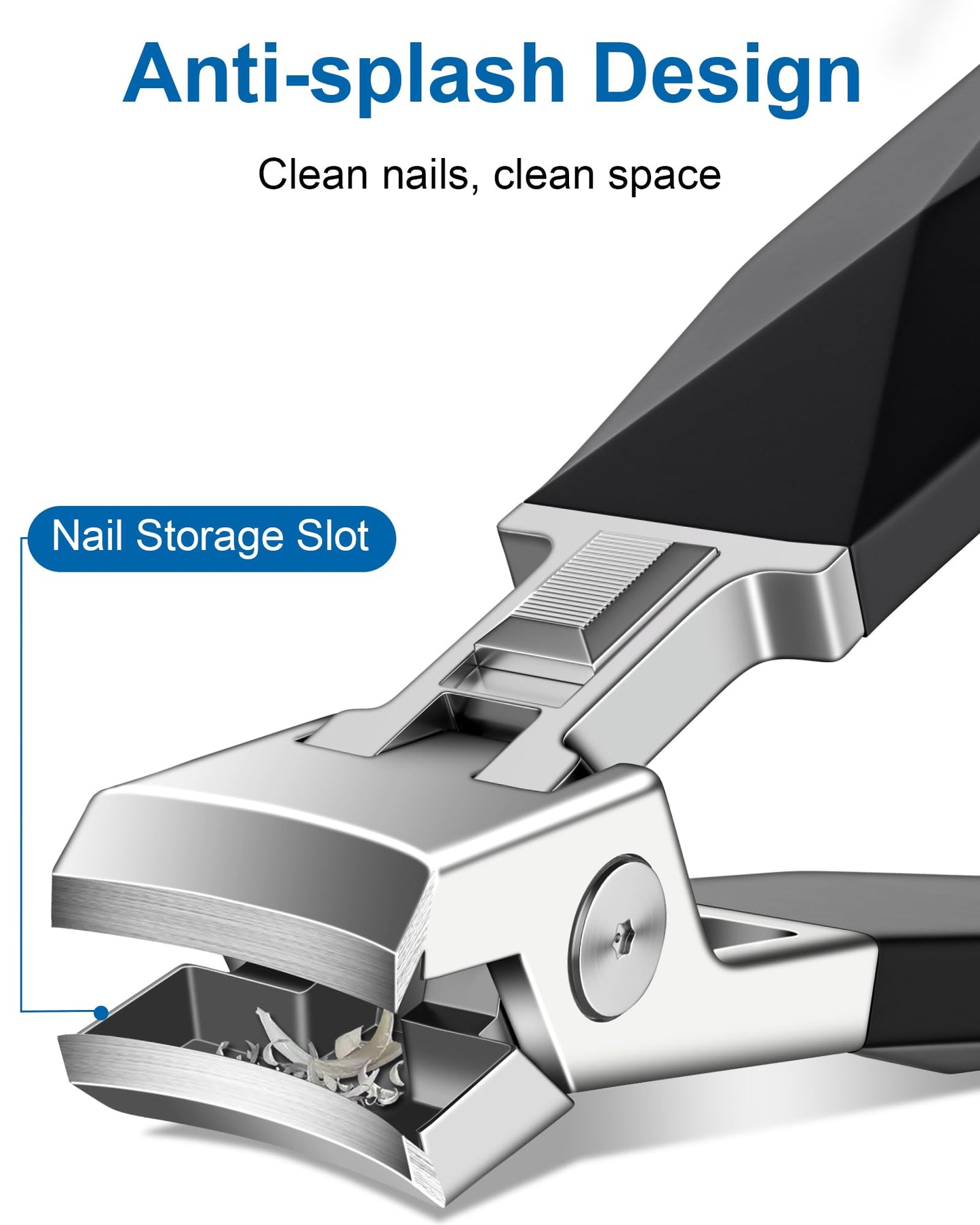 IDEEEPAN Nail Clippers - Sharp Wide Jaw No Splash Fingernail and Toenail Clipper, with Catcher & Safety Lock, for Men, Women, Se