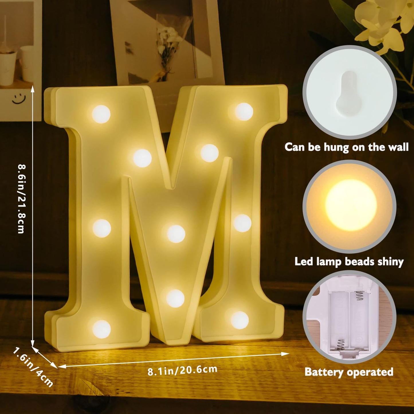 Ifdgctk Light Up Letters  Led Letters Lights 26 Alphabet  Decorative Lighted Letters  Battery Powered Led Marquee Light Up Letters For Party  Bar  Night Light  Home Decor(Letter M)