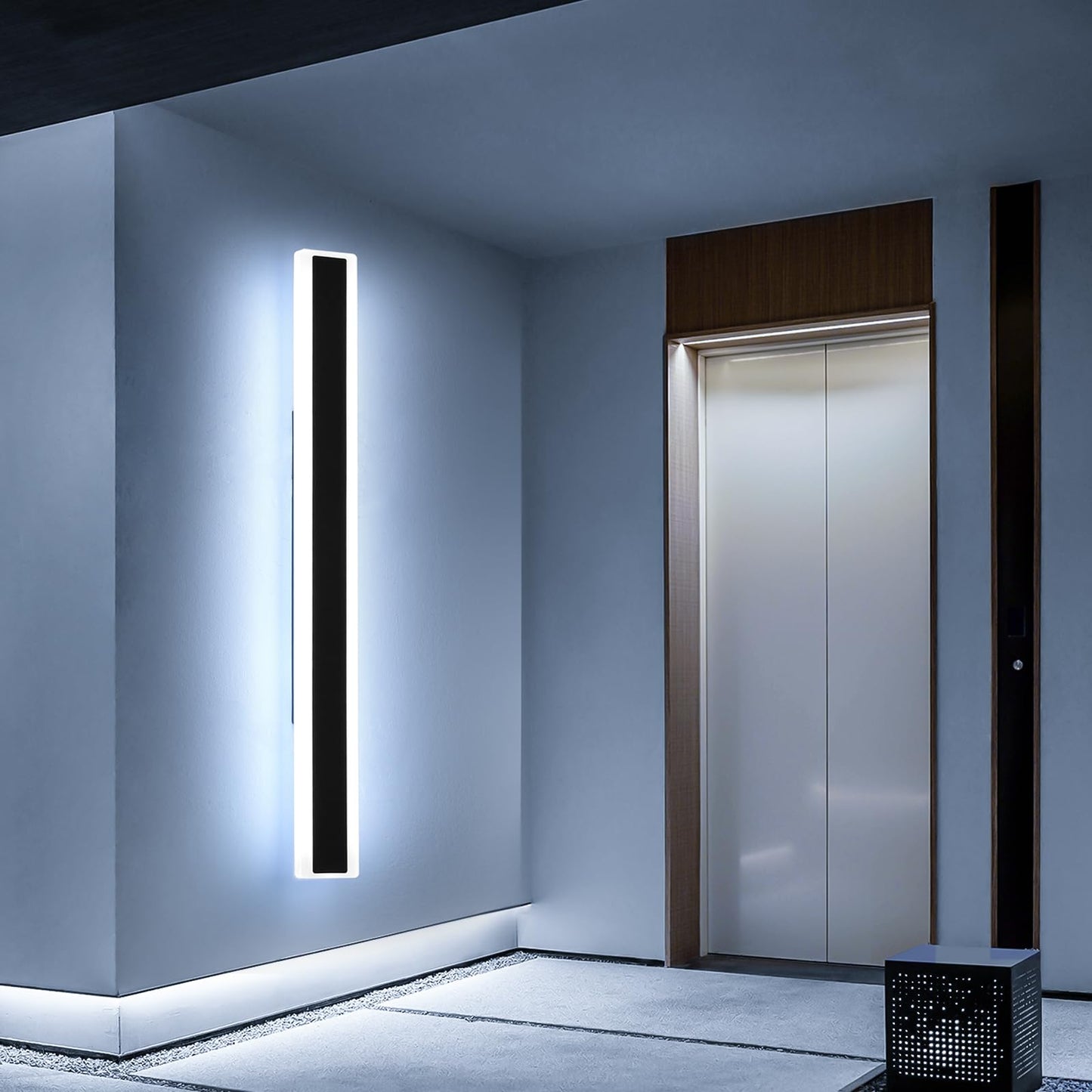 Mikeru 70.8Inch Long Led Wall Light  6000K Cool White Modern Outdoor Wall Light Ip65 Waterproof Black Acrylic Porch Exterior Lighting Fixtures  Exterior Wall Mount Lights For Garage Front Door