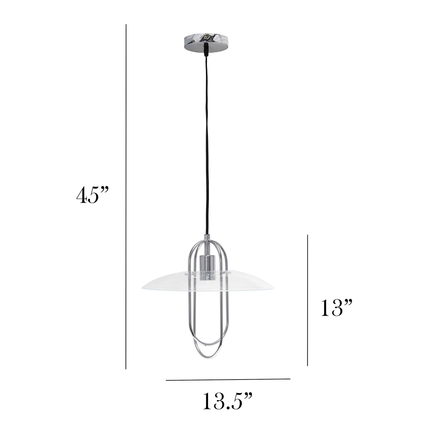 Simple Designs PT1008-CHR Modern Pendant Light, 1 Light, Chrome, Iron