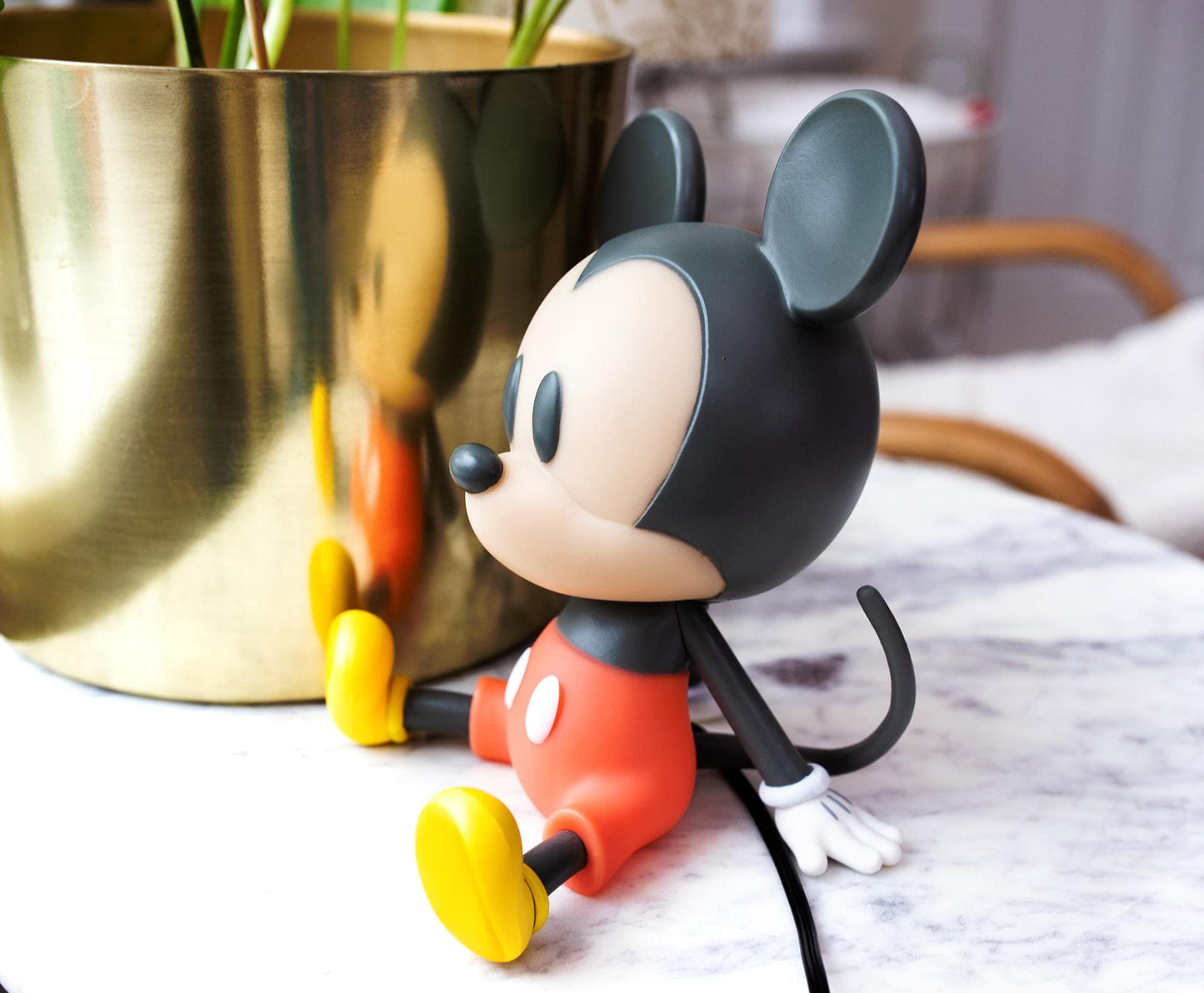 Disney Mickey Mouse Figural Mood Light Lamp | LED Nightstand Table Lamp | 6 Inches Tall | Wood, Porcelain, Metal