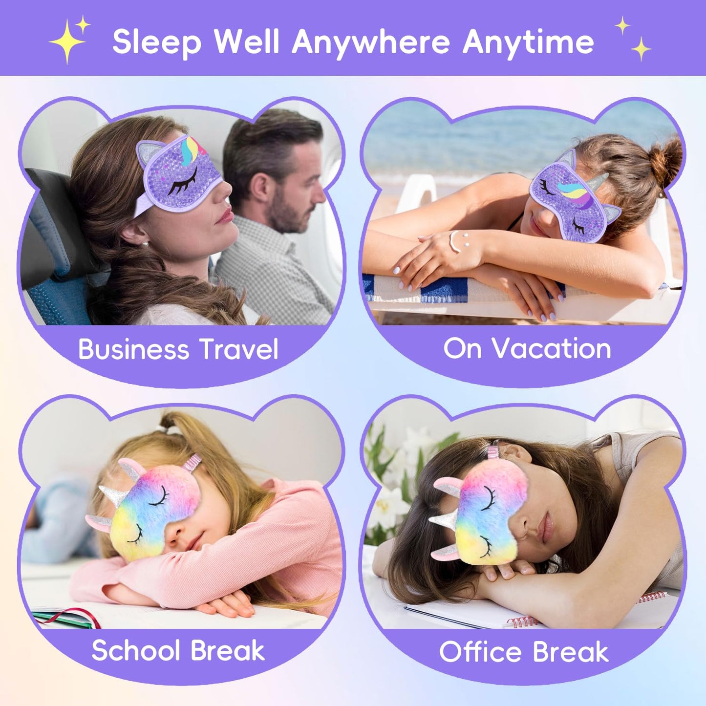 my novel things Cooling Eye Mask and Sleep Mask Cover Rainbow Birthday Cute Gifts Teens Women, Cold Warm Compress for Dry Eyes Spa at Home Travel Plush Blindfold Sleeping
