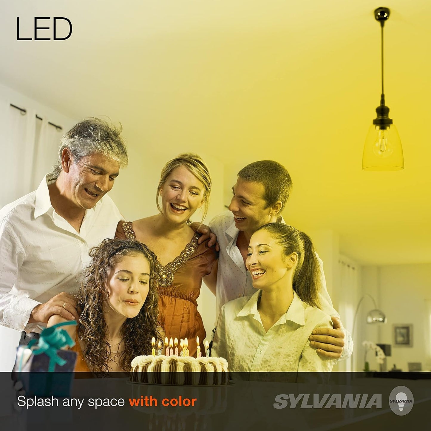 Ledvance Sylvania A19 Dimmable Yellow Glass Filament Light Bulb, 4.5W, E26 Base, 1 Pack
