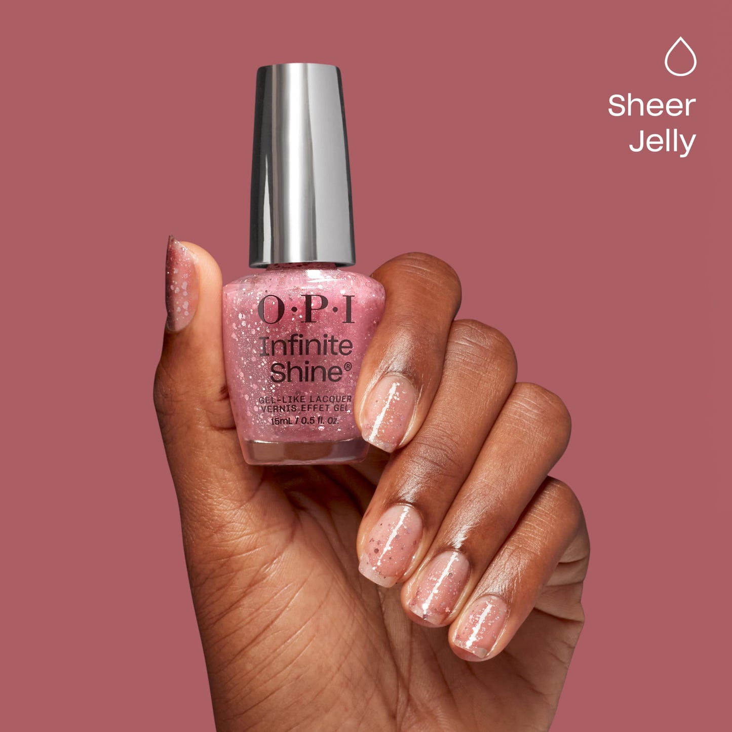 OPI Infinite Shine Servin Pink | Jelly Soft Pink Glitter Long Wear Gel Like Nail Polish | Make 'Em Jelly! Collection | Summer 20