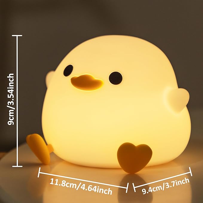 Ammonite DoDo Duck Night Light, Cute Soft Silicone Duck Lamp for Kids, Rechargeable LED Dimmable Bedside Lamp with 20 Minute Timer, Gifts for Boys Girls Women