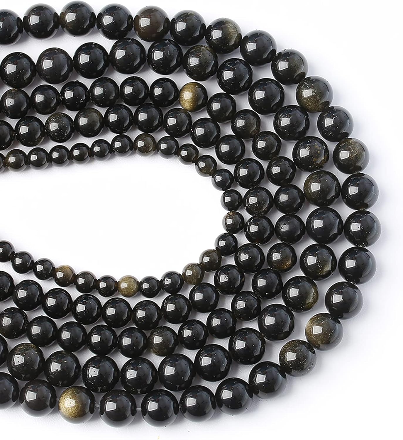 AAA Natural Gold Obsidian Gemstone Beads Energy Healing Power Stones Round Loose Beads for Jewelry Making, DIY Bracelet Necklace 6mm 60pcs