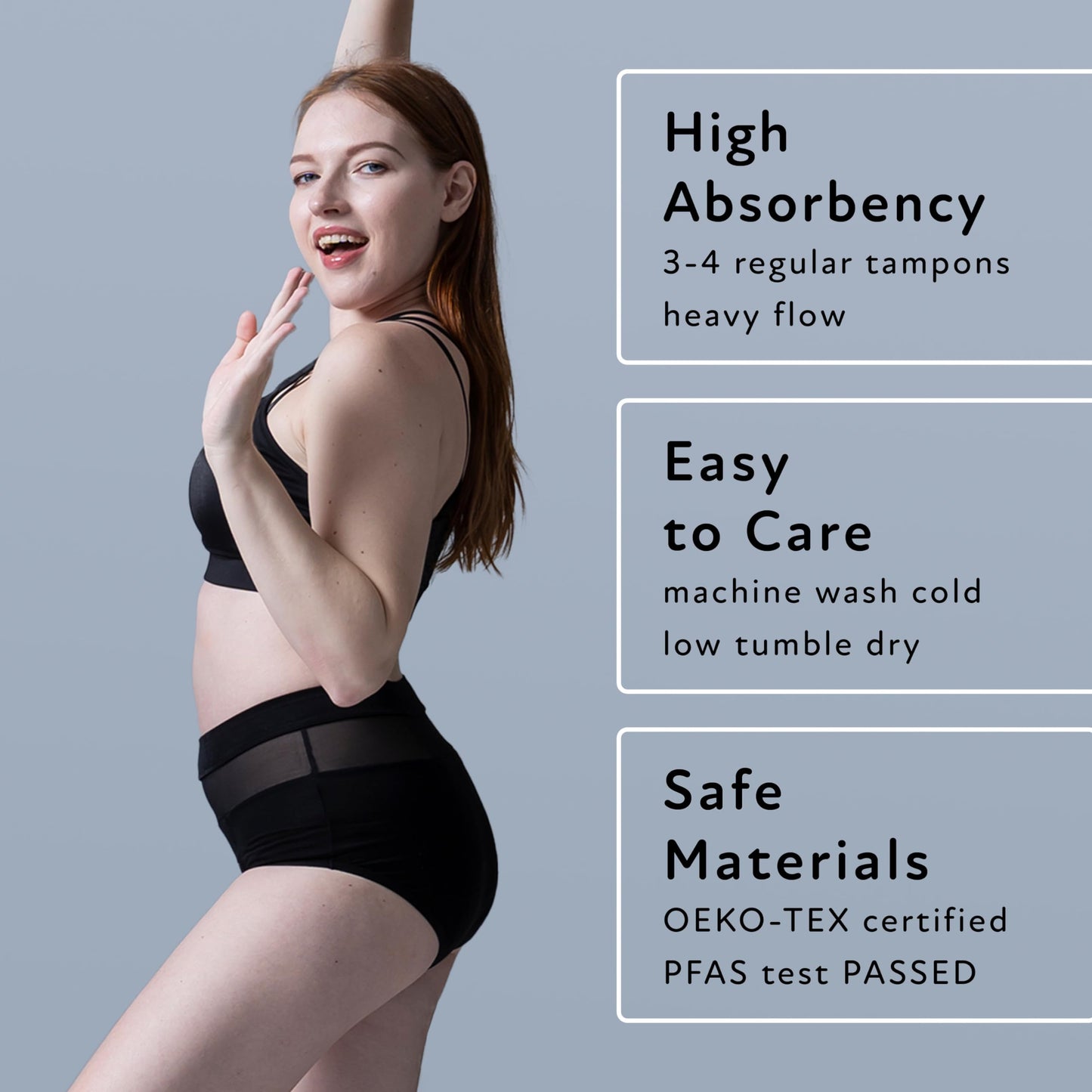 Goat Union Overnight Period Underwear for Women Heavy Flow, Leakproof Menstrual Panties Full Coverage, XL, Pack of 2