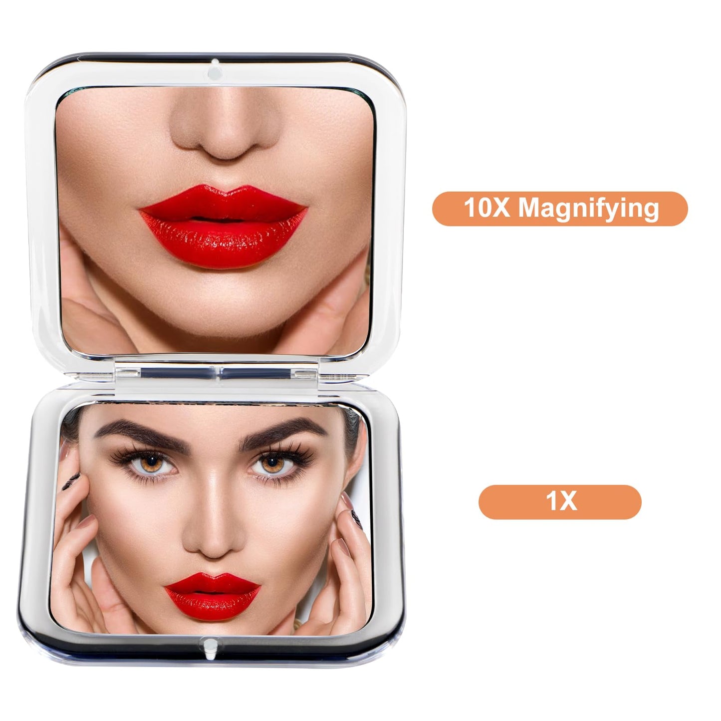 Compact 10X Magnifying Makeup Mirror for Travel, Small Pocket Mirror-Handheld, Foldable & Portable 2-Sided with 10X Magnifying a