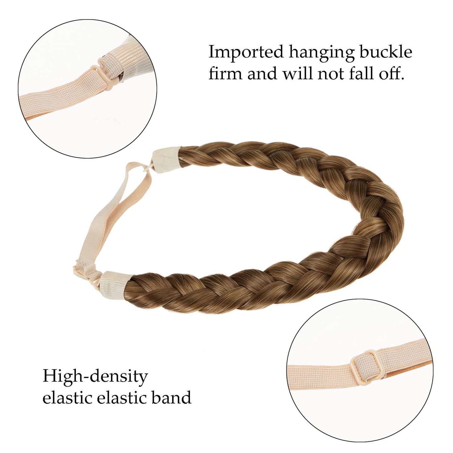 TOECWEGR Braid Headband 3 Strand Synthetic Braided Hair Headband Stretch Plaited Hairpiece Fashion Girl Costume Hair Accessory