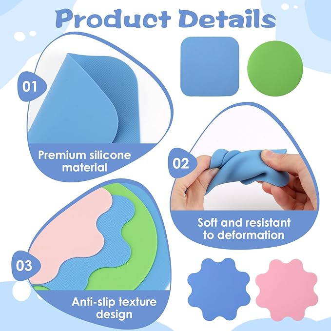 8 Pcs Rubber Jar Opener Gripper Pad, Multi Shape Silicone Bottle Grip Set with Round, Square and Flower Pads, Non Slip Cap Grip for Seniors, Kitchen Tools and Jar Grippers for Easy Opening