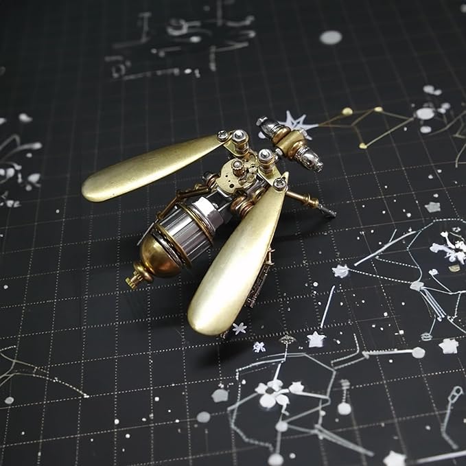 3D Steampunk Metal Fruit Fly Model Kit – DIY Mechanical Brass Insect Puzzle for Adults, Retro Collectible Assembly Craft, Unique Home Office Decoration Gift (Fruit Fly)