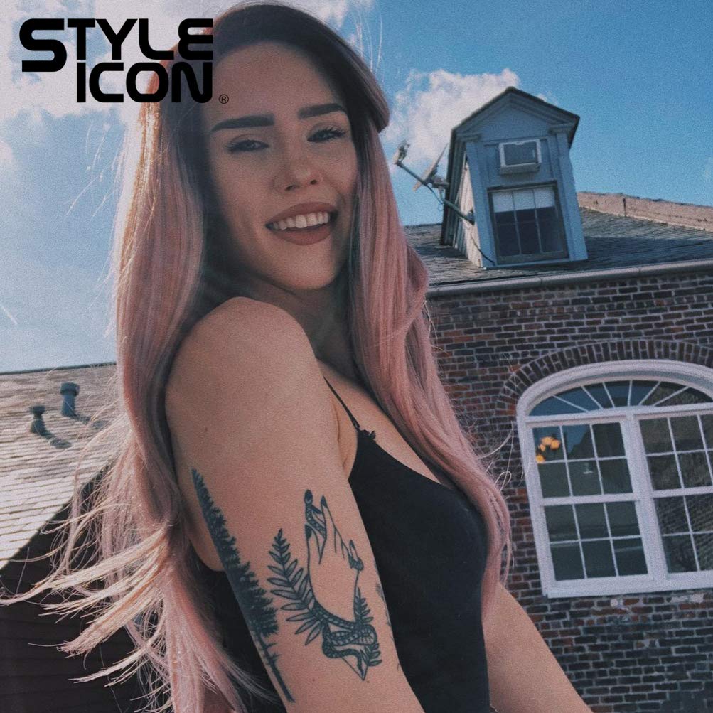 Style Icon Easy-360 Lace Wigs 28 Free Part Lace Frontal Wigs Ombre Pink Synthetic Wig(28, TT4/AMBRS)
