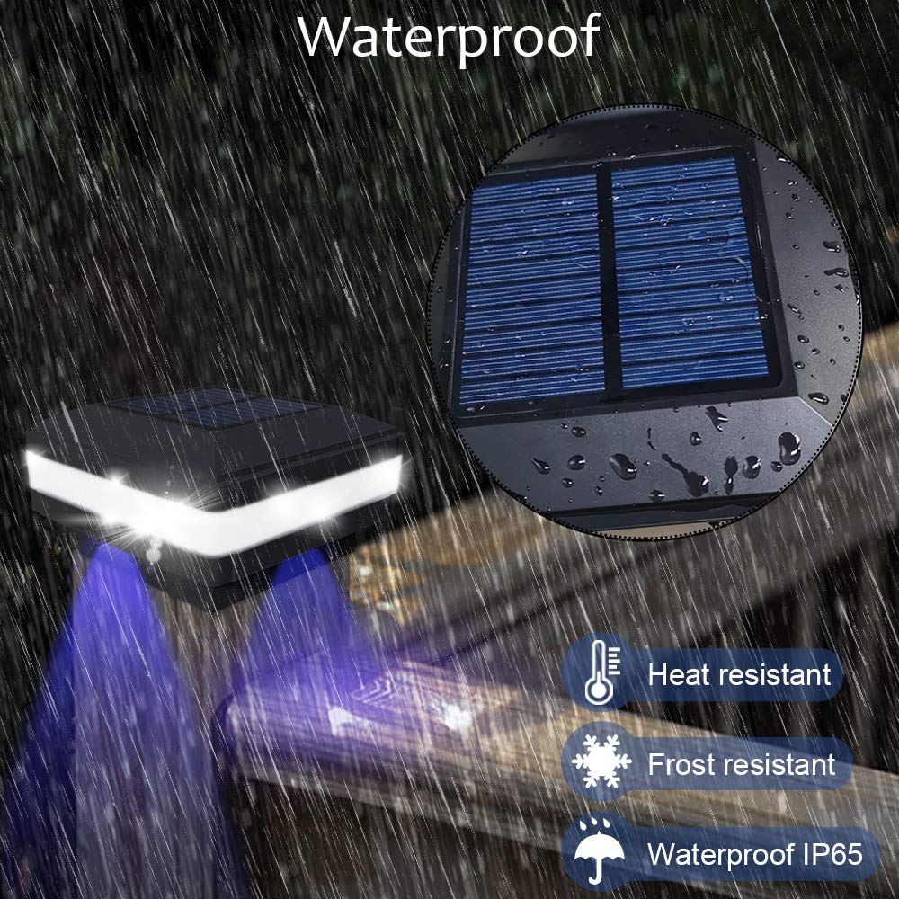 Fvtled Solar Post Cap Lights, 6000K Cool White, Fits 4X4-6X6 Posts, Black, 4 Pack, Durable Abs For Outdoor Patio Garden Decoration