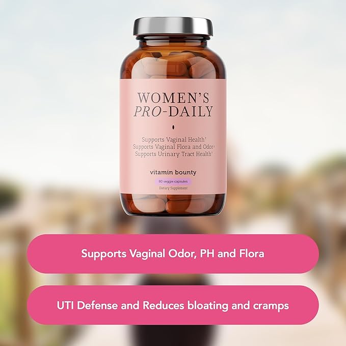 Vitamin Bounty Women's Pro-Daily Probiotic - Supports Vaginal, Digestive & pH Balance, 10 Billion CFUs, 5 Strains + Cranberry - 60 Capsules