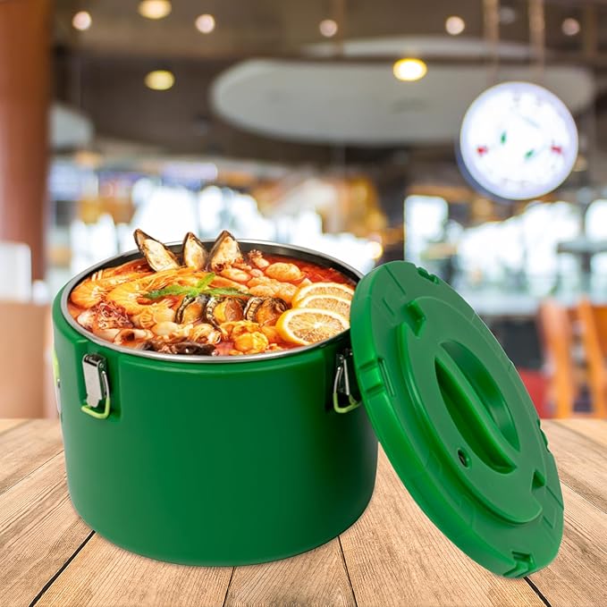 Eapmic 31.7Qt Insulated Food Container, Stainless Steel Container, 30L Commercial Soup Carrier 24 Hours Heat Preservation for Hot and Cold Food Storage Restaurant Canteen Home Lunch Use (Green, 30L)