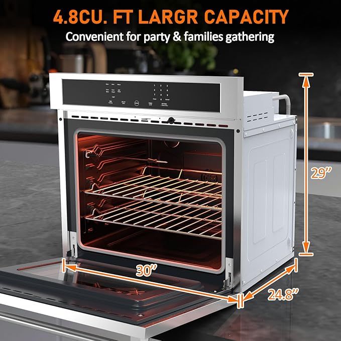 LinTimes Stainless Steel 30" Touch Control Built-in Oven HEW3001 - Microwave Drawer, Microwave Countertop, Electric Built-in Touch Panel Oven, Microondas Con Extractor De Cocina