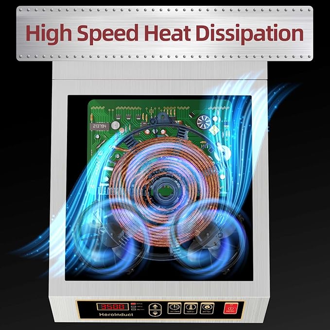 Induction Cooktop 208-240V 3500W Commercial Induction Burner Dual IGBT Modules 8 Heating Level Sensor Push-Button Premium Stainless Steel Housing Crystal Glass Electric Cooktop（Black）