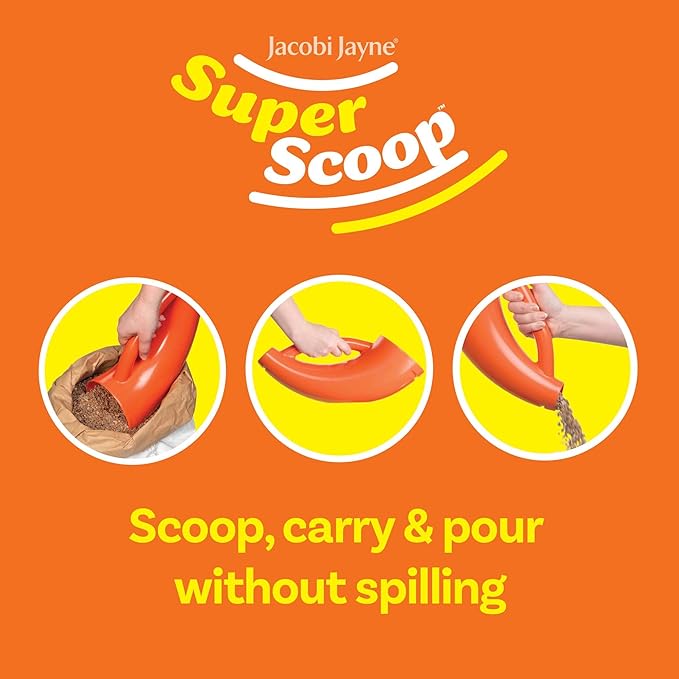 Bird Seed Scoop SuperScoop™ Bird Food Scoop, Pet Food Scoop for Small Animal Food, Large Capacity in Unmissable Orange™ Color